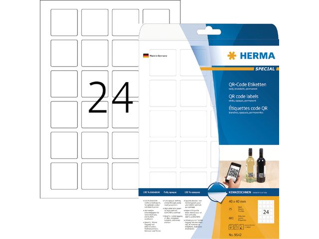 Etiket QR code Herma 24 etik/blad A4 40x40mm wit ondoorzichtig (25)