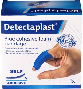 Schuimverband zelfklevend Detectaplast 6cmx4,5m op rol blauw