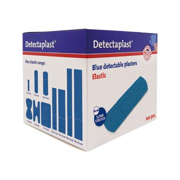 Textielpleister Detectaplast Elastic metaal detecteerbaar 19x72mm blauw (100)