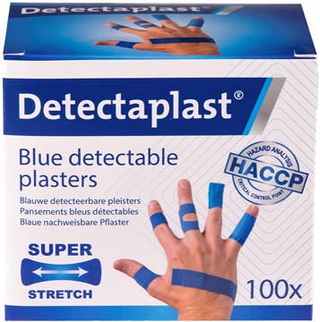 Textielpleister Detectaplast Elastic metaal detecteerbaar assorti afmetingen blauw (100)