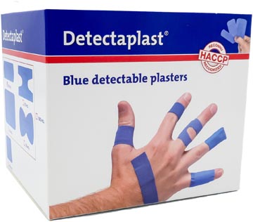 Textielpleister Detectaplast Elastic metaal detecteerbaar assorti afmetingen blauw (100)