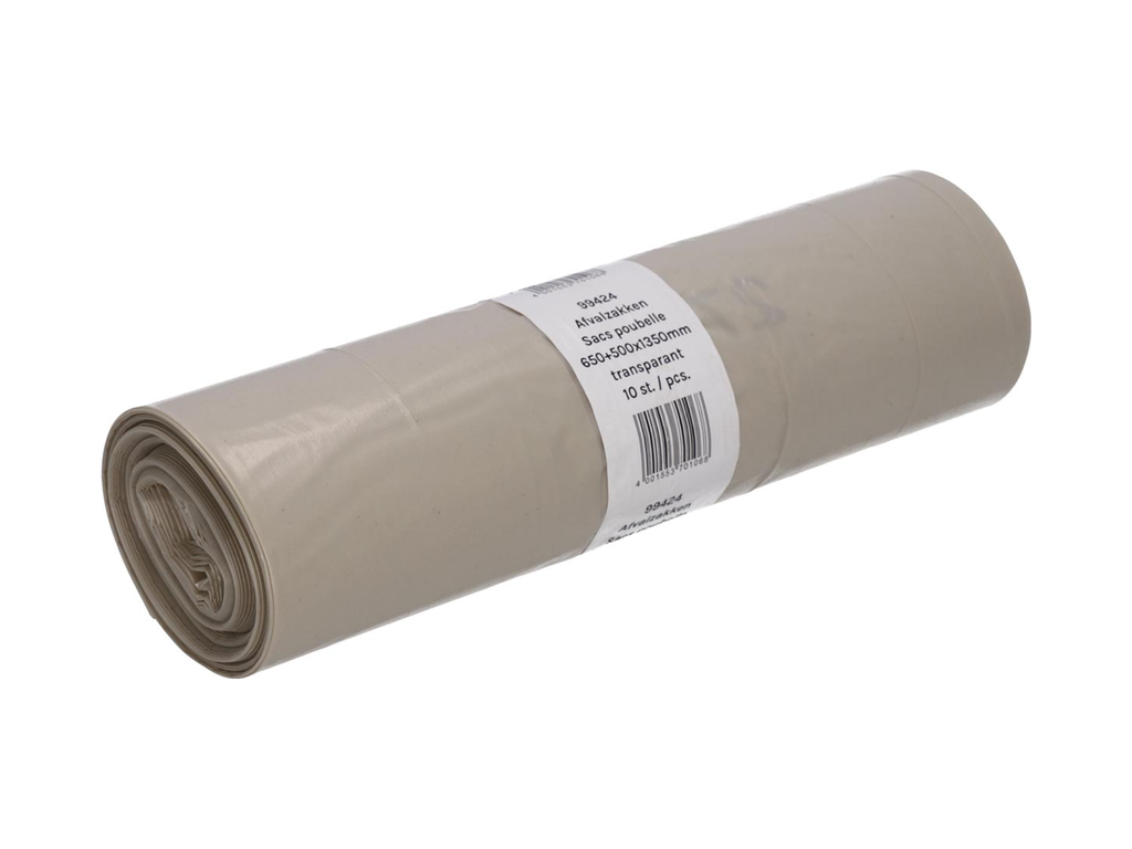 Vuilniszakken Deiss LDPE 65+50x135cm 240L 42µ transparant (10)
