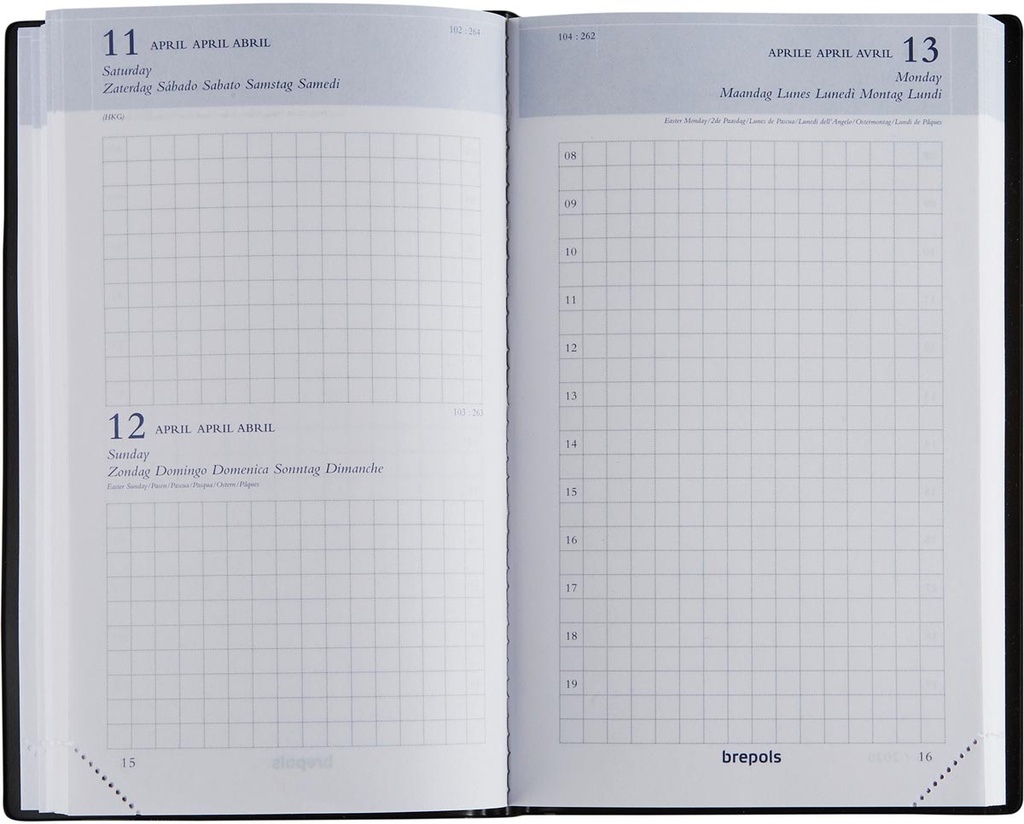 Agenda Brepols Building Seta 100x165mm zestalig zwart 2026 1 dag/pagina