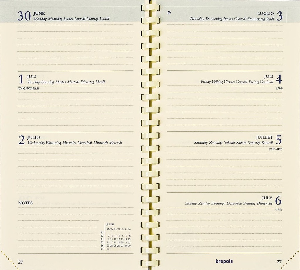 Vulling Brepols voor zakagenda Interplan Genova en Palermo 89x160mm Nederlandstalig 2026 1 week/2 pagina's