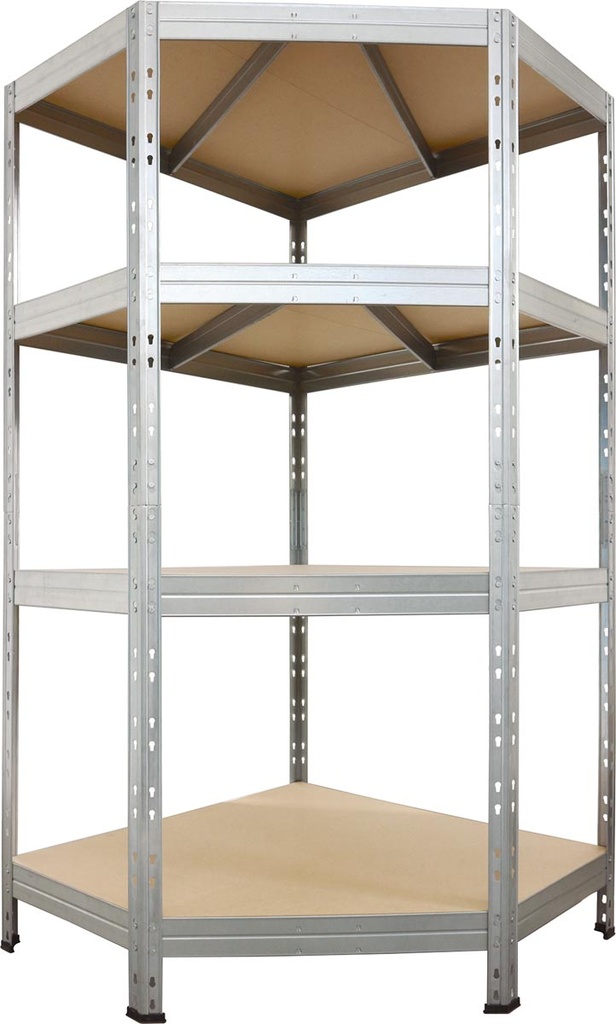 Rek AR Shelving Corner Rivet 180x90x90x45cm 4 legborden uit HDF gegalvaniseerd