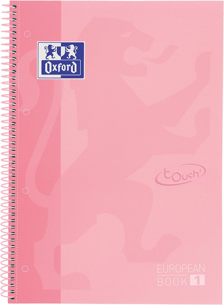 Spiraalschrift Oxford School Touch Europeanbook karton A4+ gelijnd 160blz pastel roze