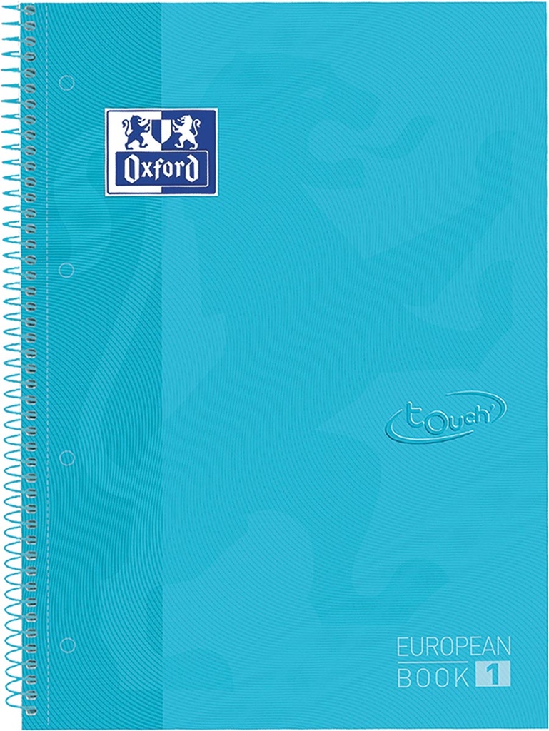 Spiraalschrift Oxford School Touch Europeanbook karton A4+ geruit 160blz pastel blauw