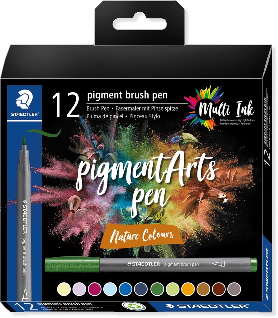 Brushpen Staedtler Pigment Arts Nature Colours assorti (12)