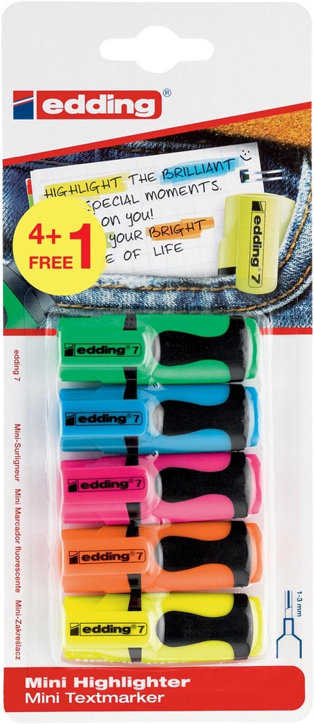 Markeerstift Edding 7 Mini assorti 4+1 gratis