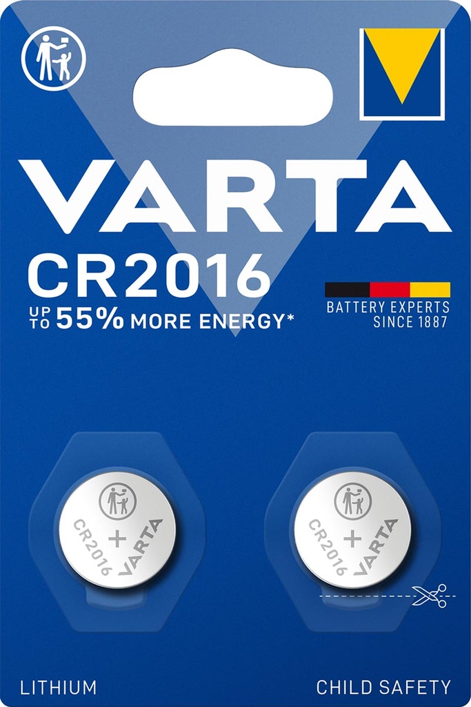 Knoopcelbatterij Varta Lithium CR2016 (2)