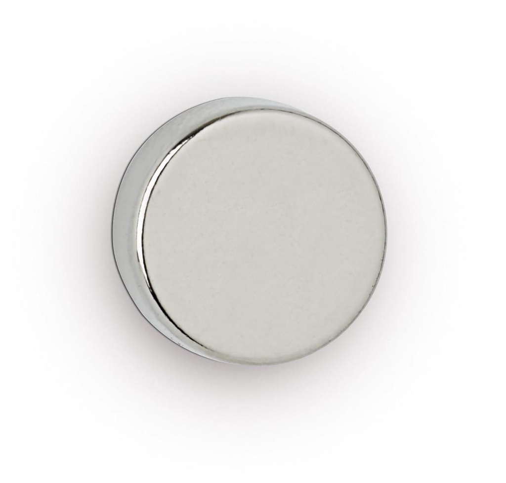 Schijfmagneet neodymium MAUL voor whiteboard Ø12x3mm draagkracht 2,5kg zilver (10)