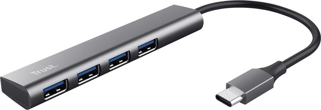USB-Hub USB-C 3.2 Trust Halyx 4 poorten zilver