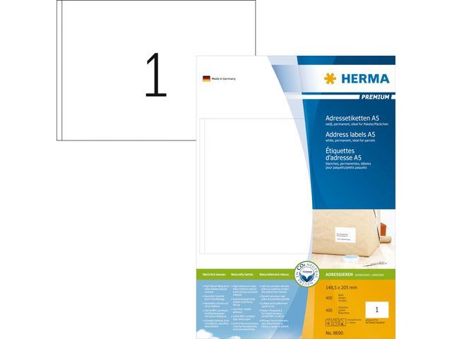 Etiketten Herma 8690 148,5x205mm premium wit (400)