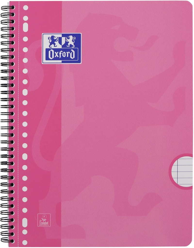 Collegeblok Oxford School karton A4+ gelijnd 160blz roze