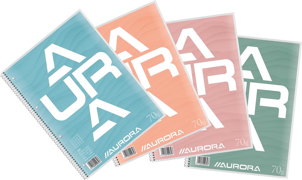 Collegeblok Aurora karton A4 geruit 160blz assorti