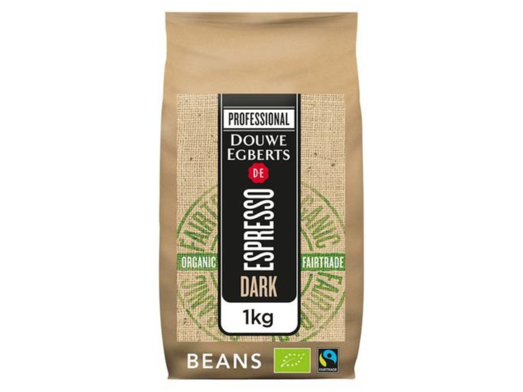 Koffiebonen Douwe Egberts Espresso Dark Roast bio & fairtrade pak van 1kg