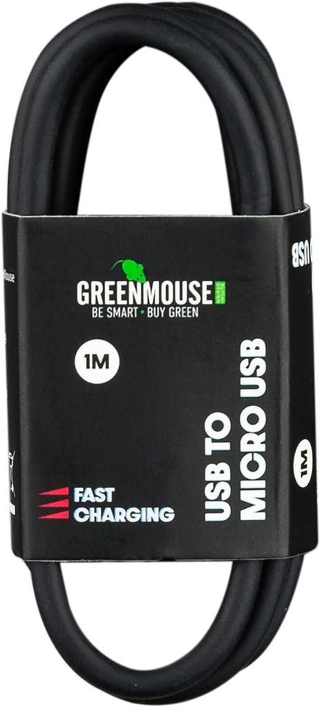 Kabel Greenmouse USB-A naar micro-USB lengte 1m zwart