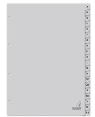 Tabbladen Kangaro PP A4 4-gaats AZ grijs