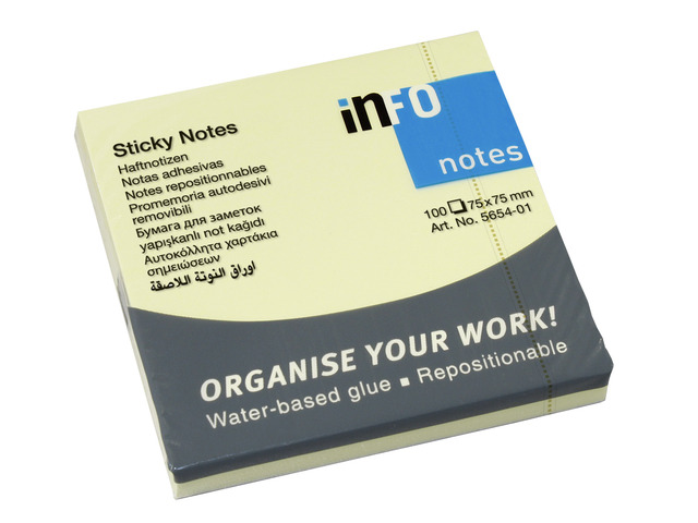 Memoblok Info Notes 75x75mm geel (100)