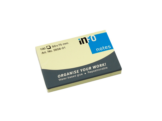 Memoblok Info Notes 50x75mm geel 100vel