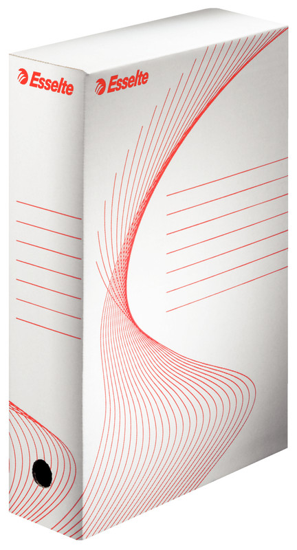 Archiefdoos Esselte Boxy karton 250x352mm rug 80mm wit/rood