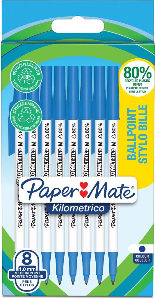 Balpen Paper Mate Kilometrico medium blauw (8)