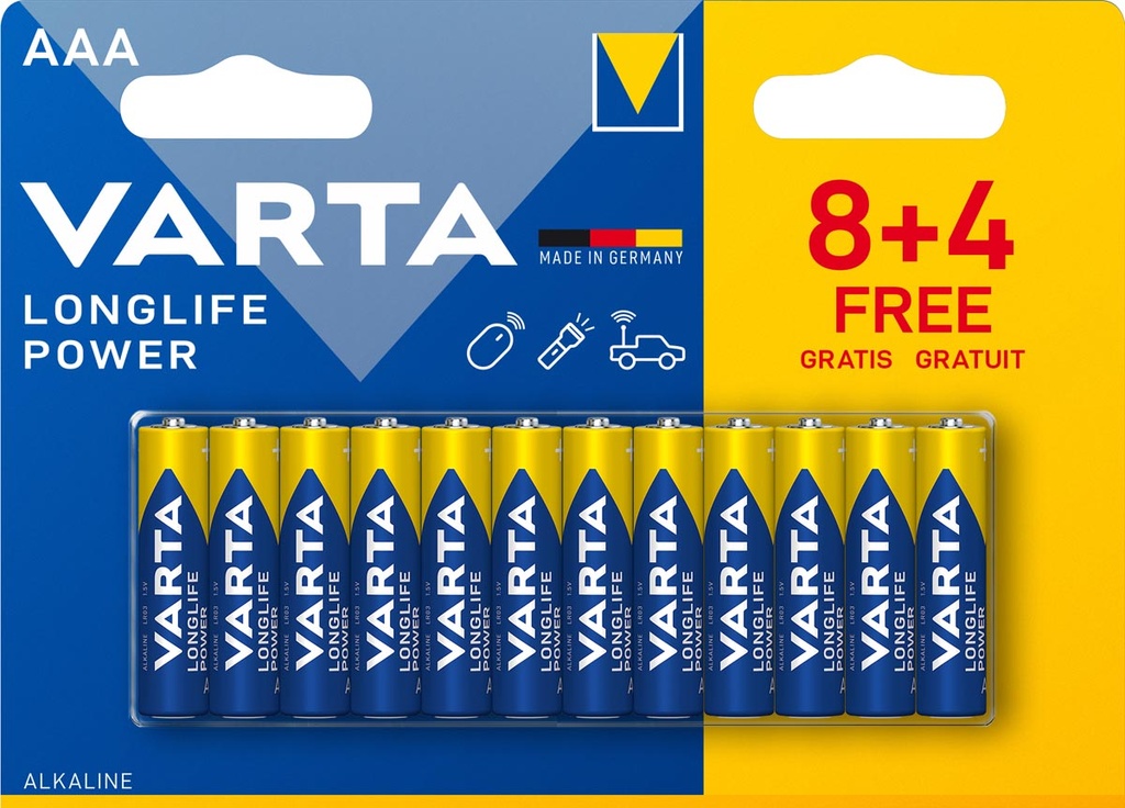 Batterij Varta Longlife Power AAA (8+4)