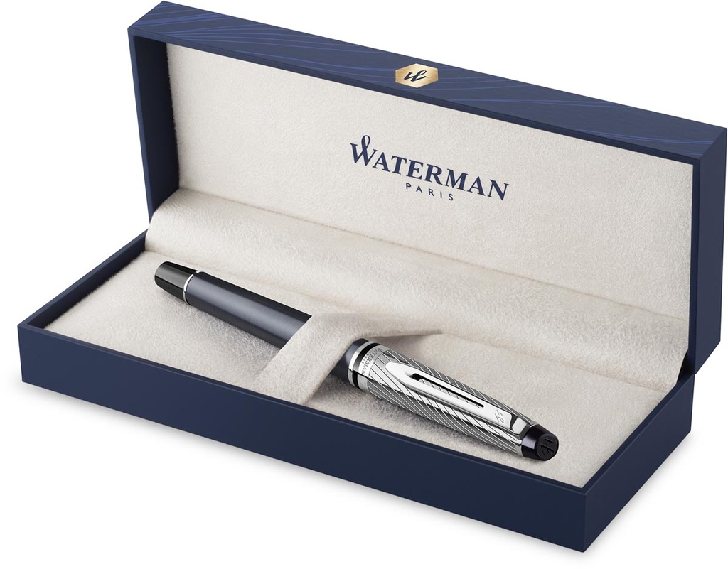 Vulpen Waterman expert Deluxe blauw medium punt metalix grijs CT 