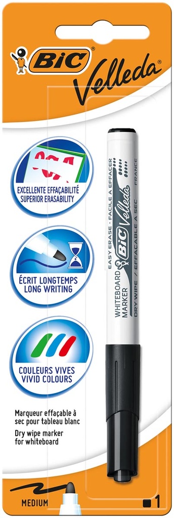 Whiteboardmarker Bic Velleda ronde punt shrijfbreedte 2mm zwart 