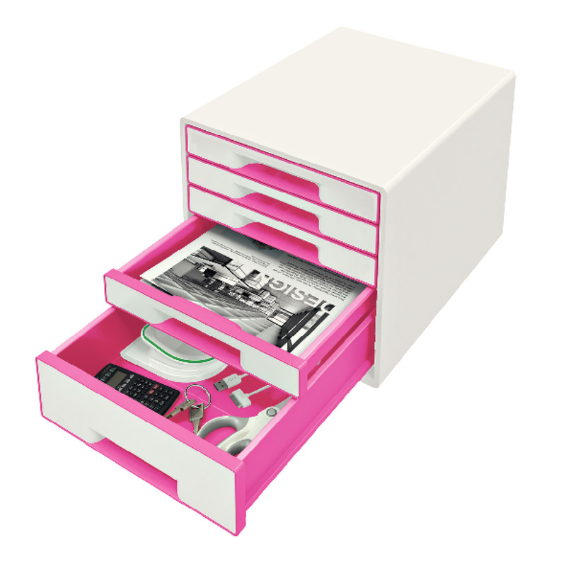 Ladenblok Leitz WOW 5 laden wit/roze metallic