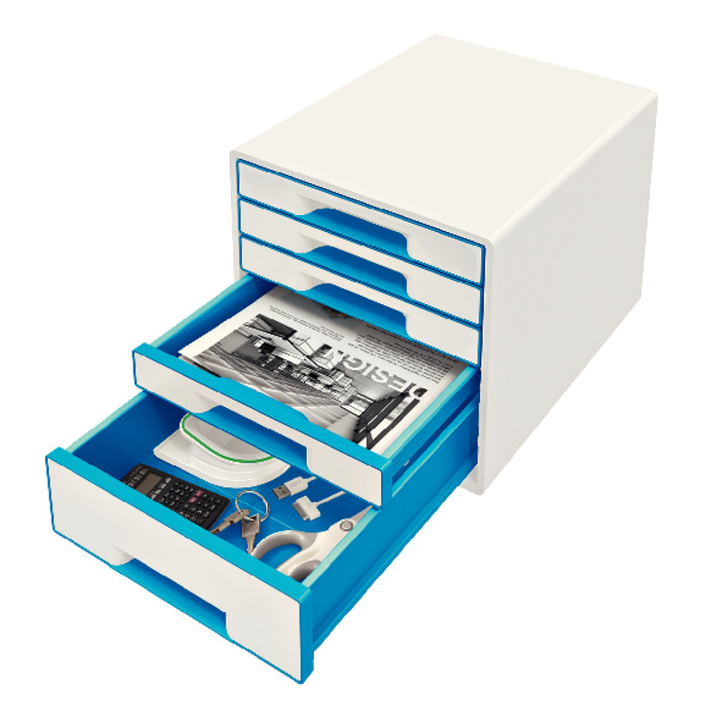 Ladenblok Leitz WOW 5 laden wit/blauw metallic