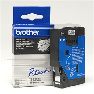 Tape Brother P-Touch TC-291 9mm zwart op wit