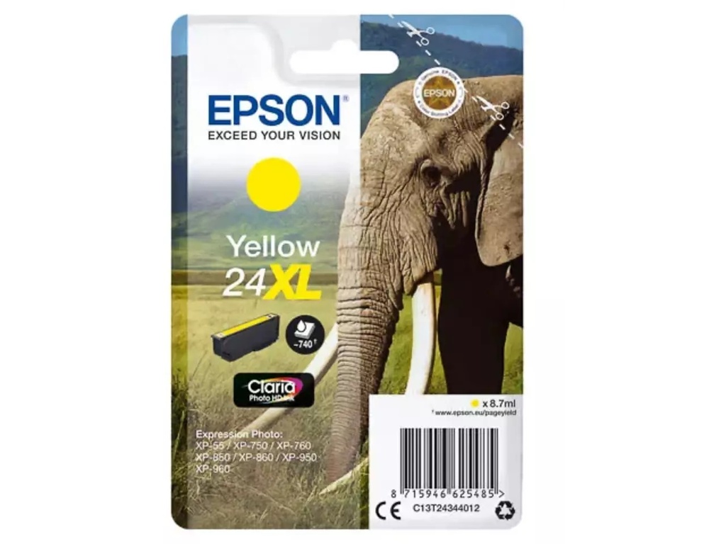 Cartridge Epson Inkjet 24XL Expression Photo XP-55 740pag YEL