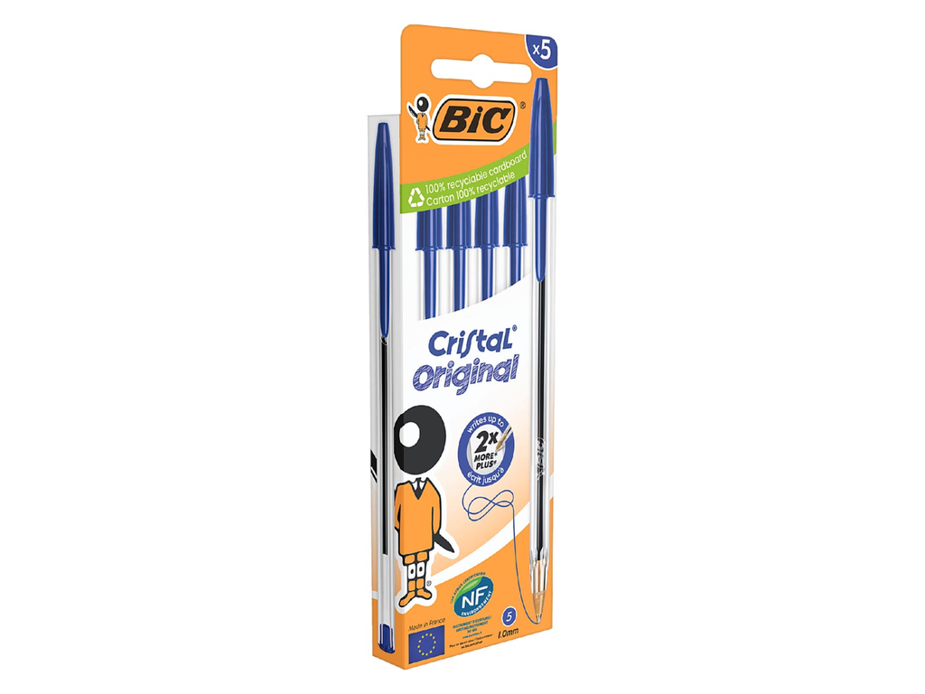 Balpen Bic Cristal medium blister blauw (5)