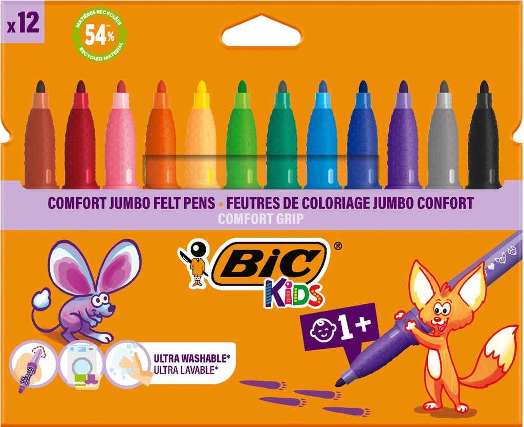 Viltstift Bic Kids Comfort Jumbo assorti (12)