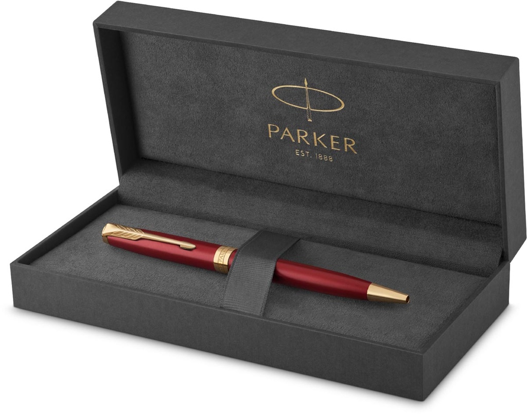 Balpen Parker Sonnet zwarte inkt medium punt giftbox rood/goud