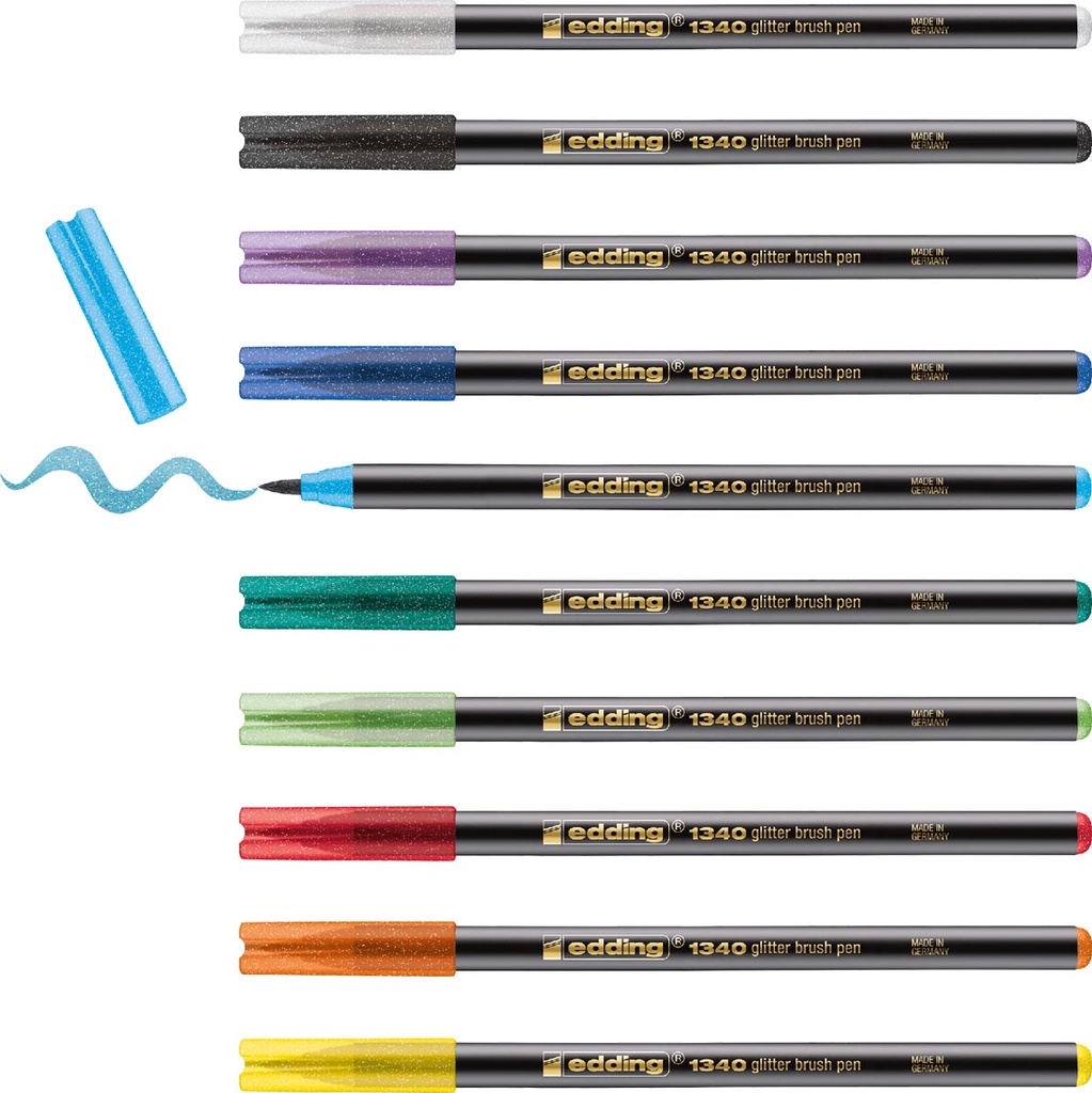 Brushpen glitter e-1340 Edding penseelpunt 1-6mm assorti (10)