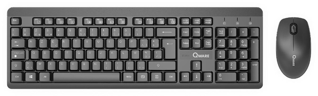 Deskset draadloos Qware Nottingham toetsenbord en muis QWERTY zwart