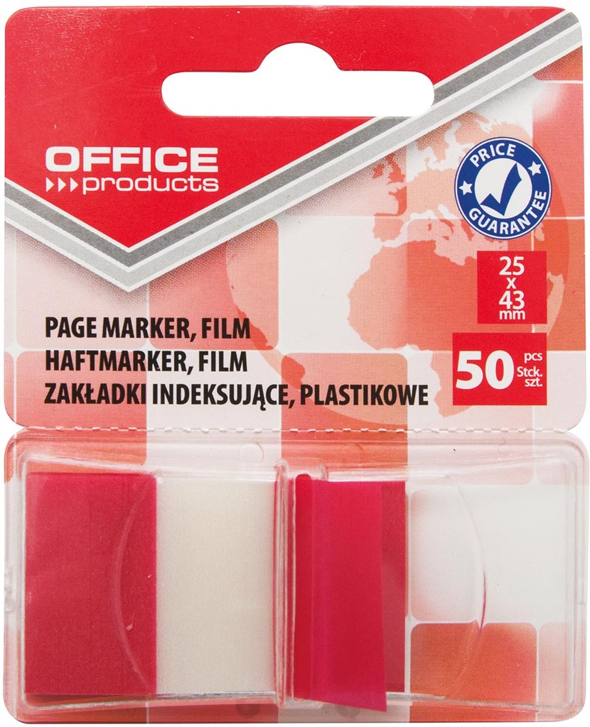 Index Office Products 25x43mm blister van 50 tabs rood