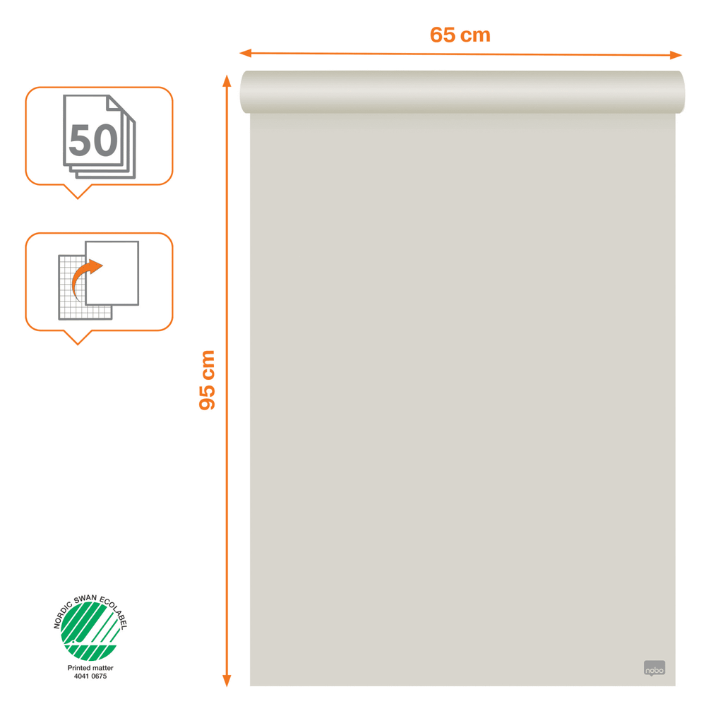 Papierblok voor flipchart Nobo standaard 65x95,5cm geruit/blanco 70gr 50vel