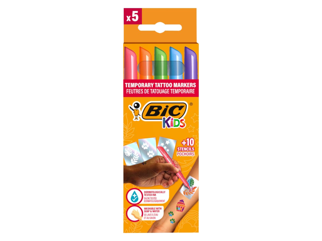 Stift Bic Kids tattoo marker en stencil set assorti (5)