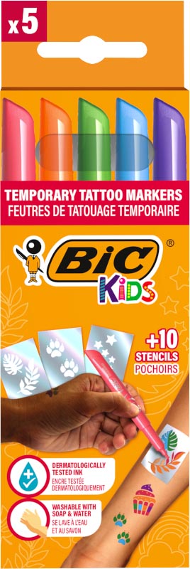 Stift Bic Kids tattoo marker en stencil set assorti (5)