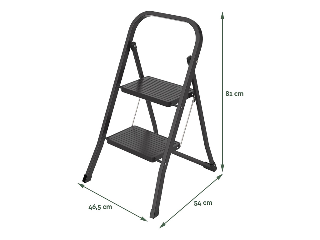 Trapladder Brasq SL200 metaal 2 treden zwart