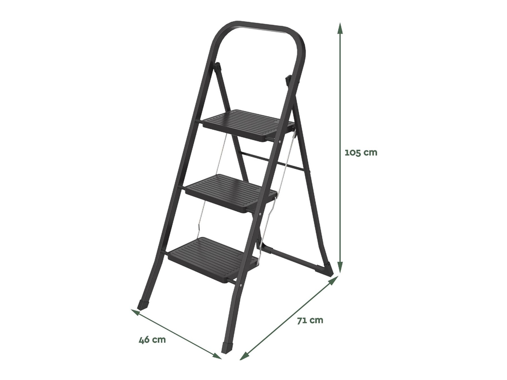 Trapladder Brasq SL300 metaal 3 treden zwart