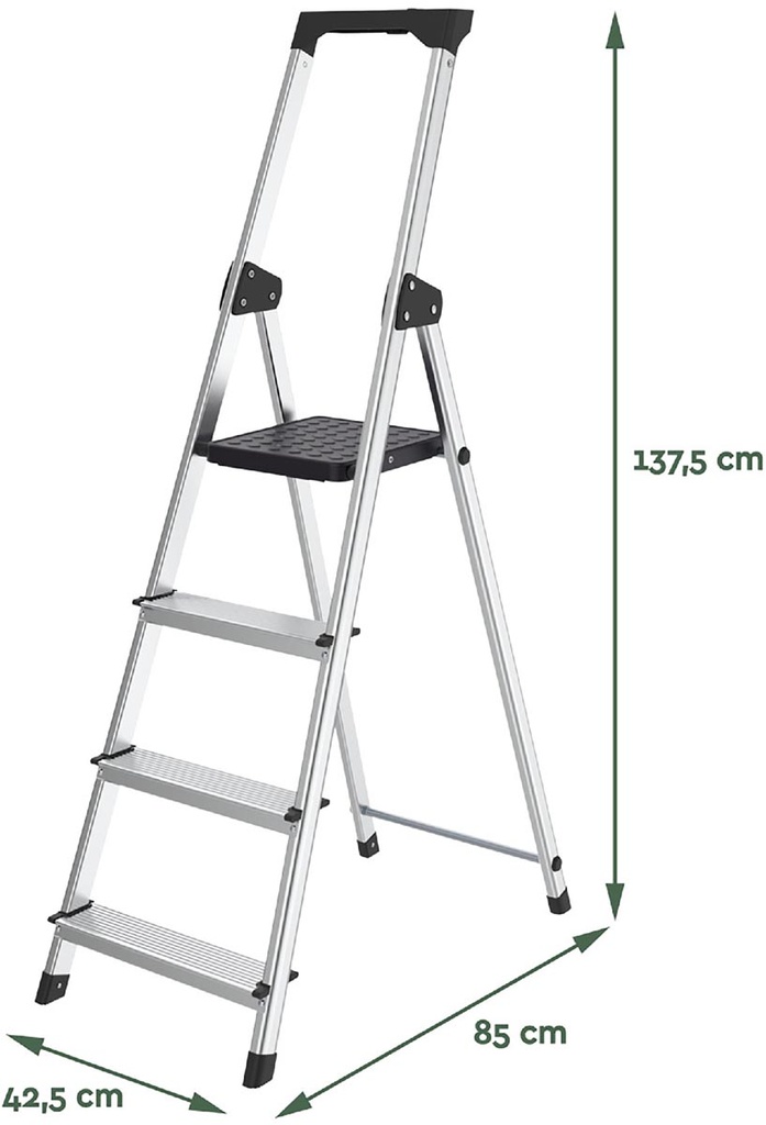 Trapladder Brasq SL400 aluminium 4 treden zilver