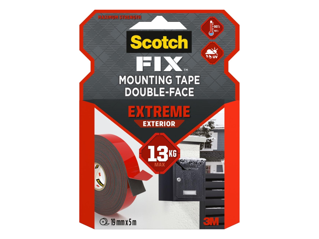 Dubbelzijdige montagetape Scotch Fix Extreme Exterior 19mmx5m draagt tot 13kg