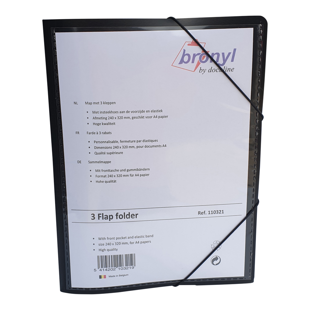 Elastomap Bronyl A4 pano PP5 3 kleppen zwart