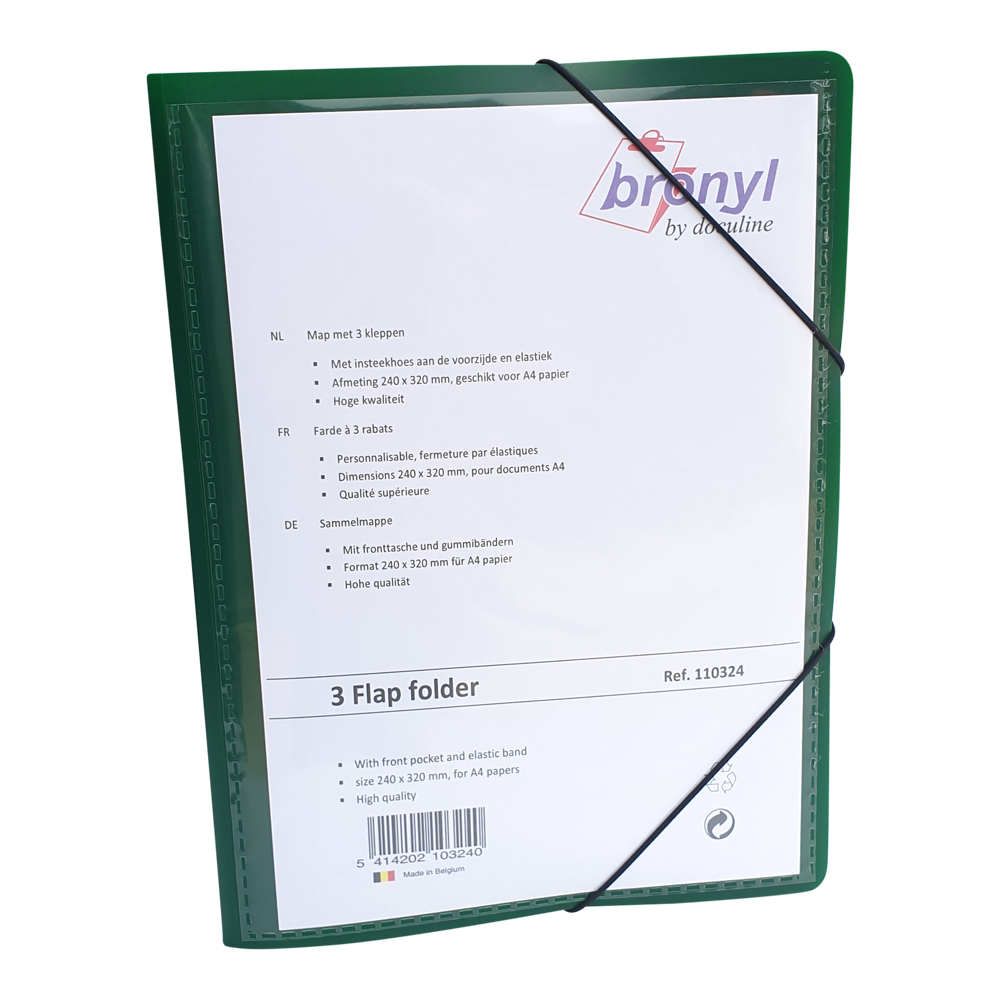 Elastomap Bronyl A4 pano PP5 3 kleppen groen
