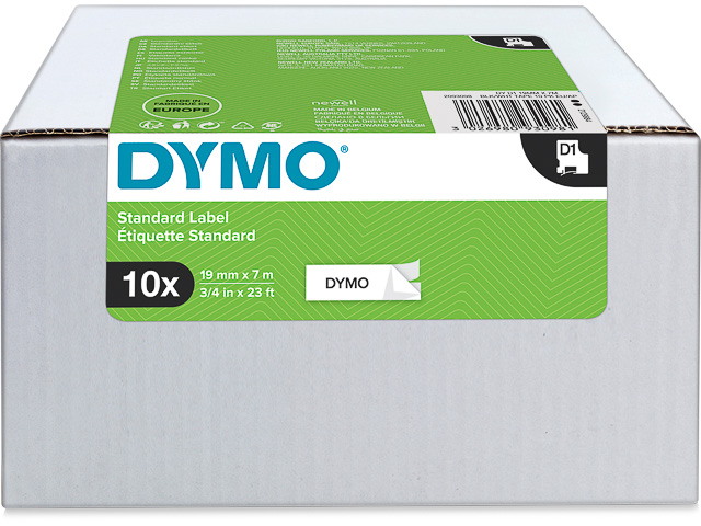 Dymo D1 tape 19mmx7m zwart/wit doos (10)