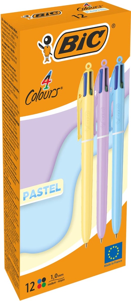 Balpen Bic 4 Colours Pastel medium punt assorti (12)